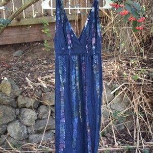 Beautiful Lucky Brand Navy and Watercolor Maxi